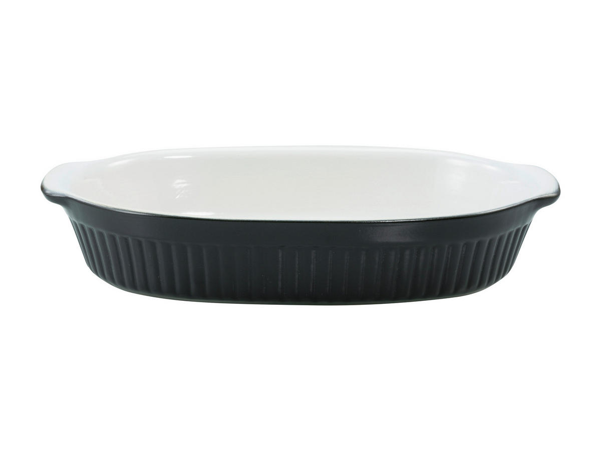 CreaTable Auflaufform Classic BLACK & WHITE schwarz Steinzeug B/H/L: ca. 19x5x33,5 cm Classic BLACK & WHITE - schwarz (33,50/19,00/5,00cm) - CreaTable