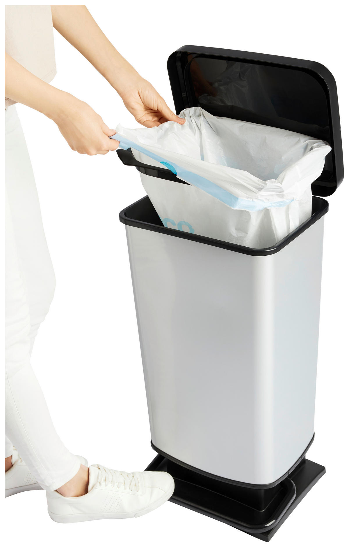 Rotho Treteimer silber B/H/L: ca. 29,5x67,6x35,3 cm Treteimer_Paso 40l - silber (35,30/29,50/67,60cm) - Rotho