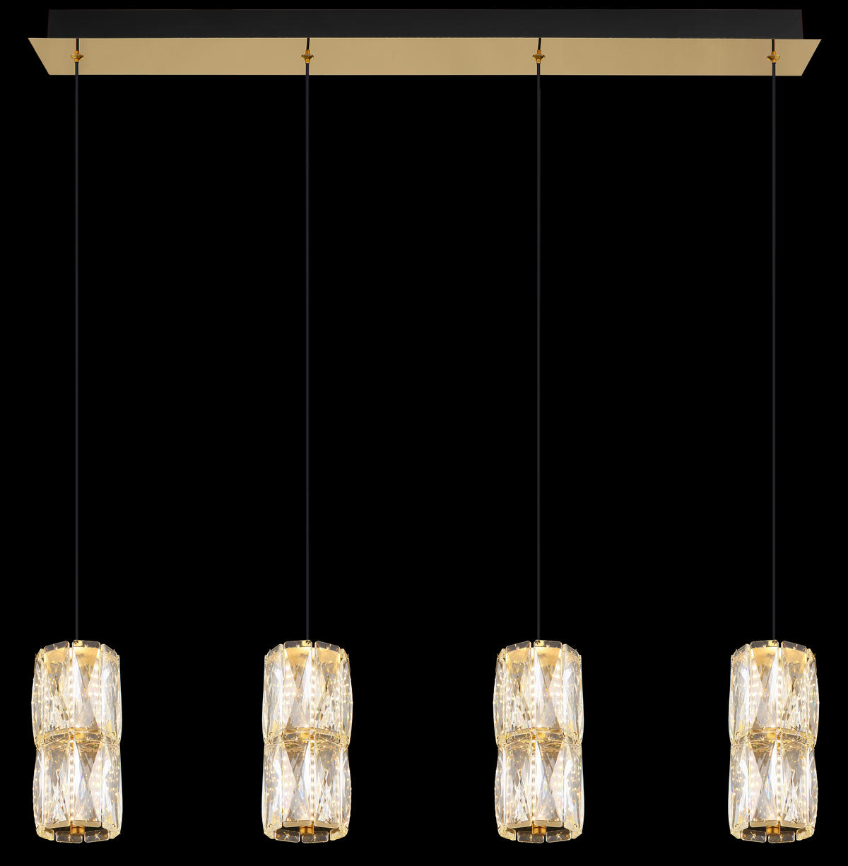 GLOBO Pendelleuchte mattschwarz gold klar Glas Metall B/H/T/L: ca. 9,5x150x84,5x84,5 cm 1.0 Brennstellen Stefanie - gold/klar (84,50/9,50/150,00cm) - GLOBO