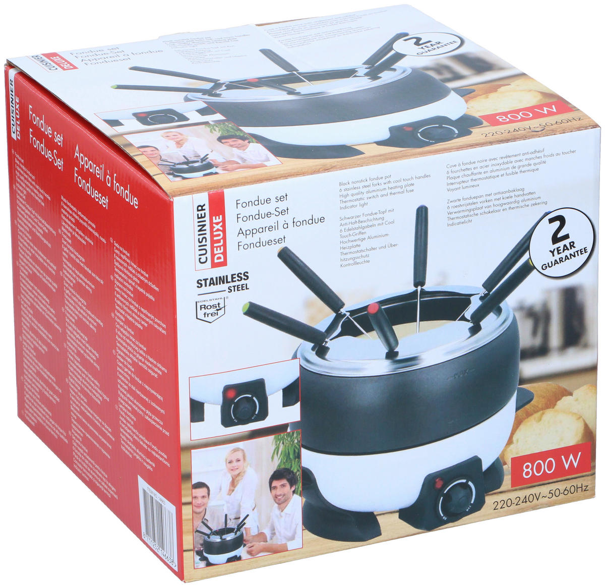 Fondue-Set weiß Alu Edelstahl Fondueset_6_Personen - weiß/schwarz (800ml)
