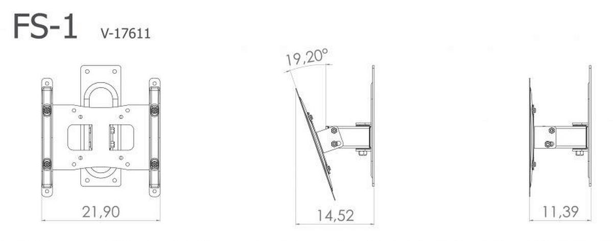 VCM TV-Wandhalterung silber FS1 TV Wandhalterung - silber (22,00/24,00/11,40cm) - VCM