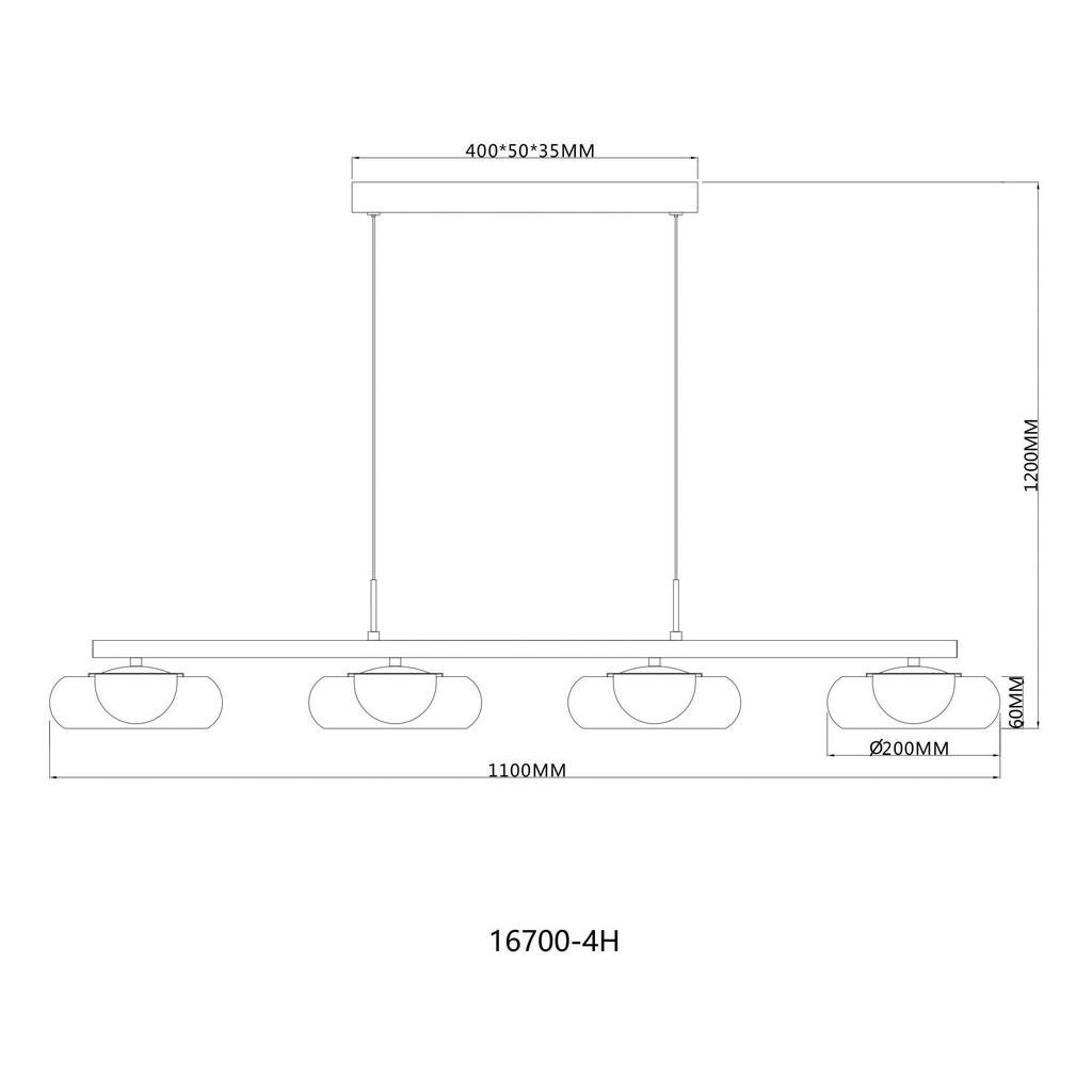Thumbnail - GLOBO Hängeleuchte Rauch schwarz Glas Metall B/H/L: ca. 26x17x124 cm