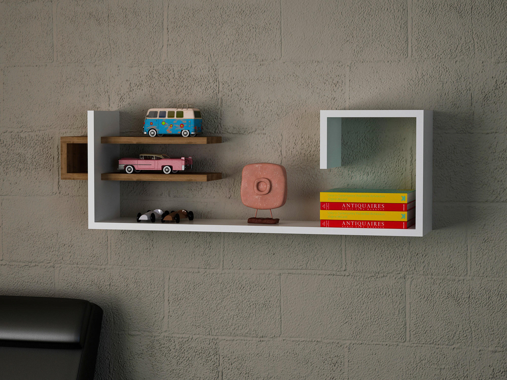 Wandregal Stor weiß walnuss Optik B/H/T: ca. 90x30x20 cm Stor - weiß/walnuss (90,00/30,00/20,00cm) - moebel17