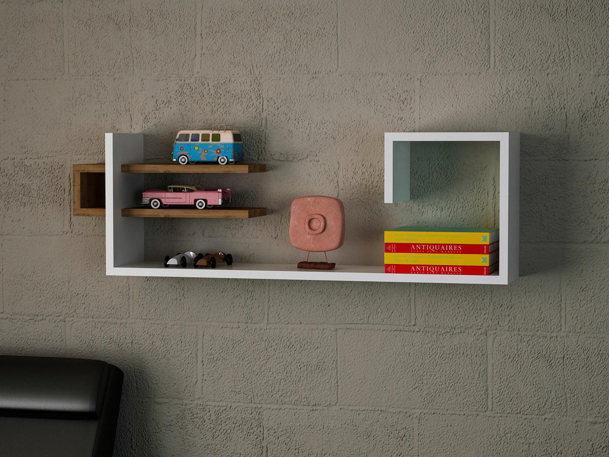 Wandregal Stor weiß walnuss Optik B/H/T: ca. 90x30x20 cm Stor - weiß/walnuss (90,00/30,00/20,00cm) - moebel17