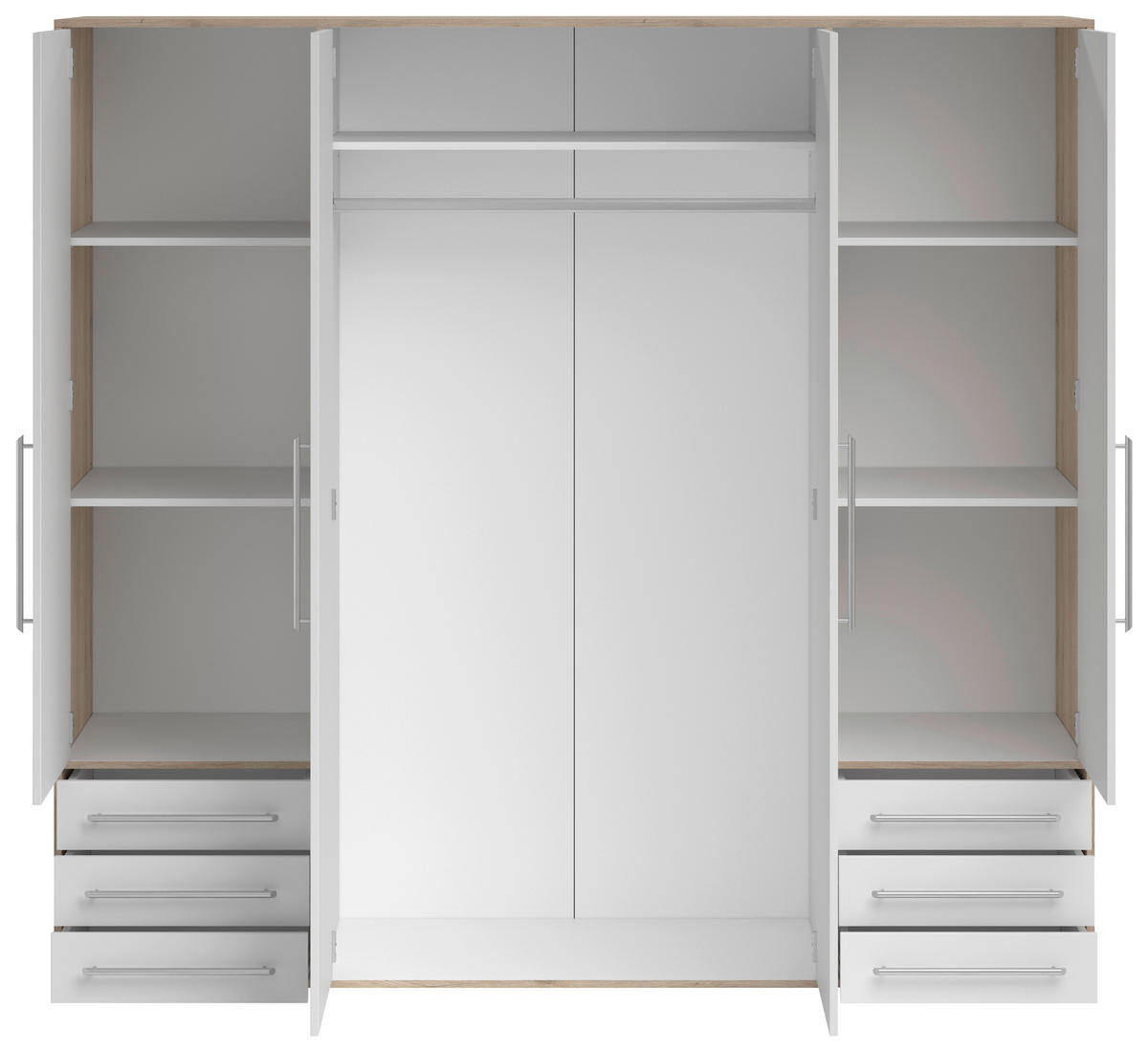 Kleiderschrank Lyss Eiche San-Remo Nachbildung weiß B/H/T: ca. 205x194x58 cm Lyss - Eiche/weiß (205,00/194,00/58,00cm)