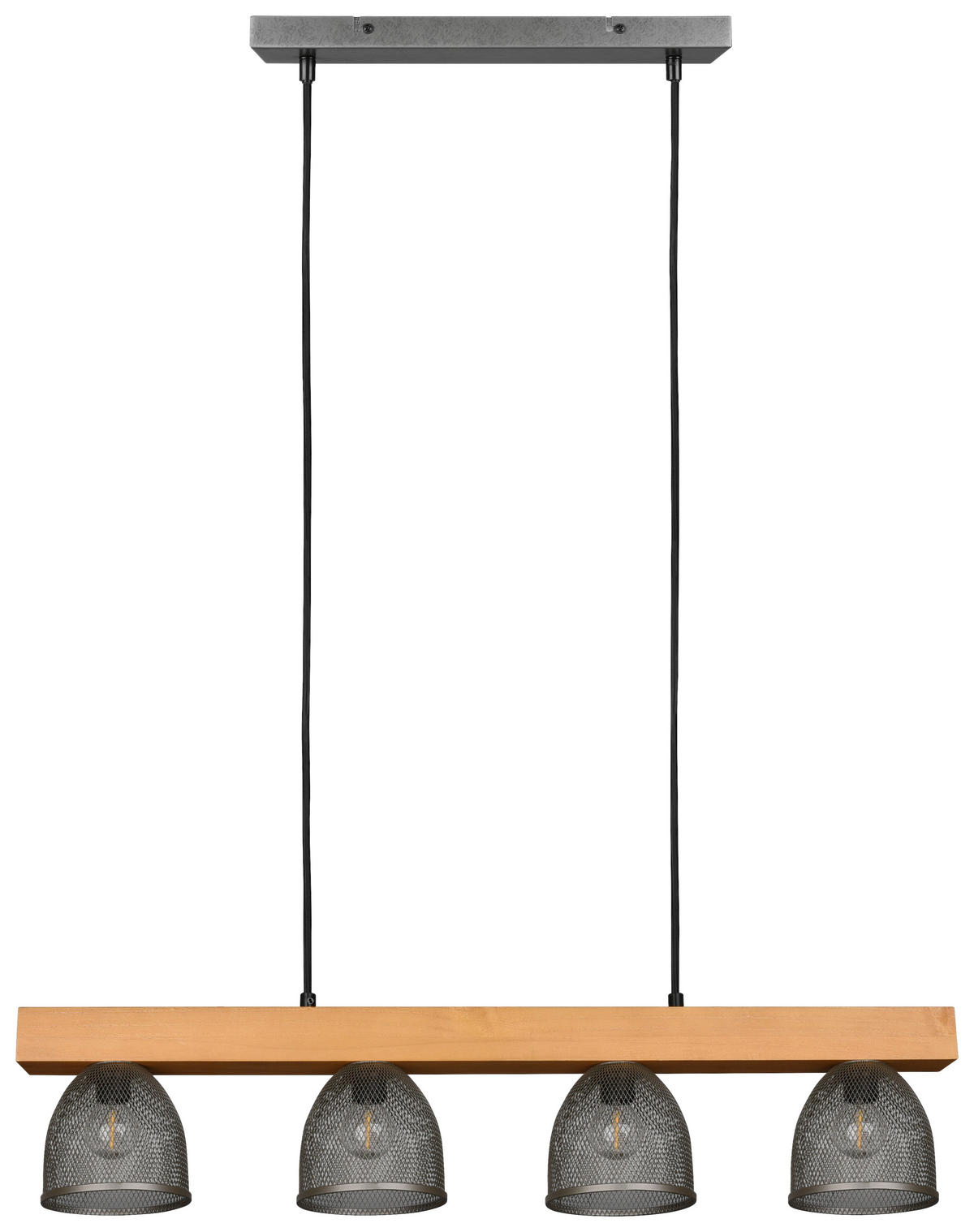 Reality Pendelleuchte R30704067 nickel Metall Holz B/H/T: ca. 75x150x12 cm E14 4 Brennstellen Cestino - nickel (75,00/150,00/12,00cm) - Reality