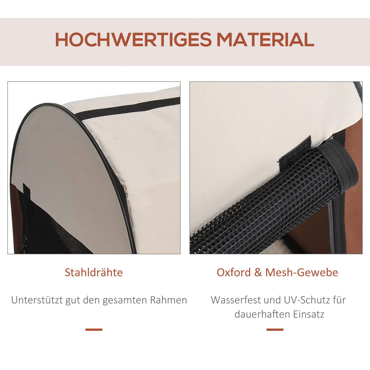 PawHut Hundetransportbox mokka braun Stoff B/H/L: ca. 46x51x61 cm Hundetransportbox - creme/mokka braun (61,00/46,00/51,00cm) - PawHut