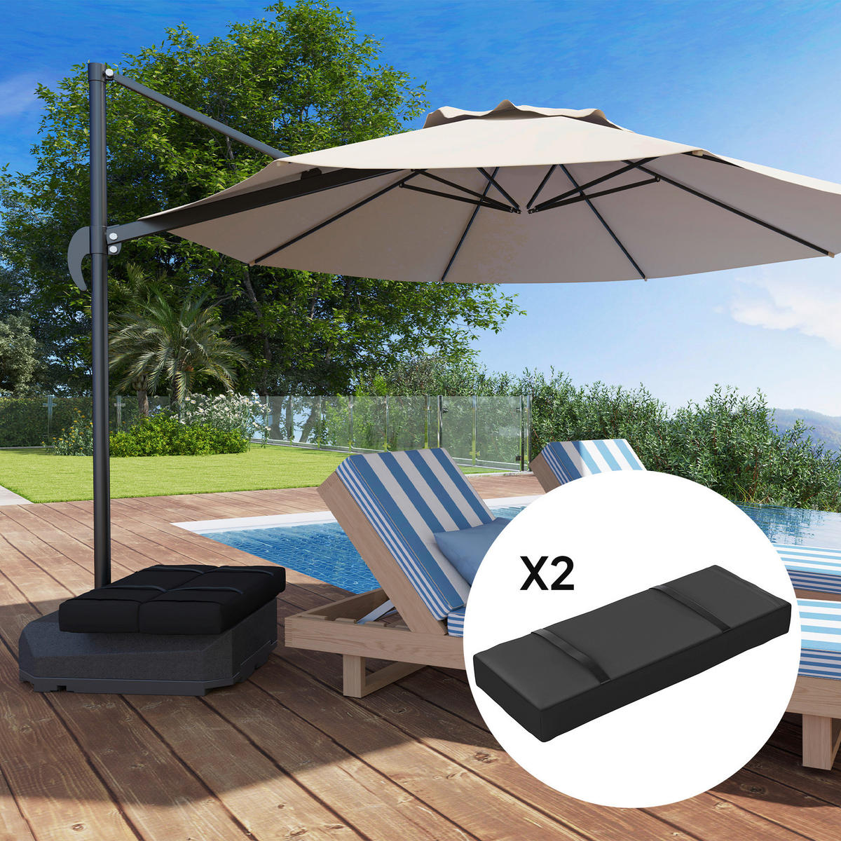 Outsunny Sandsack 2er Set schwarz Stoff B/H/L: ca. 30x11x76 cm Sandsack 2er Set - schwarz (76,00/30,00/11,00cm) - Outsunny