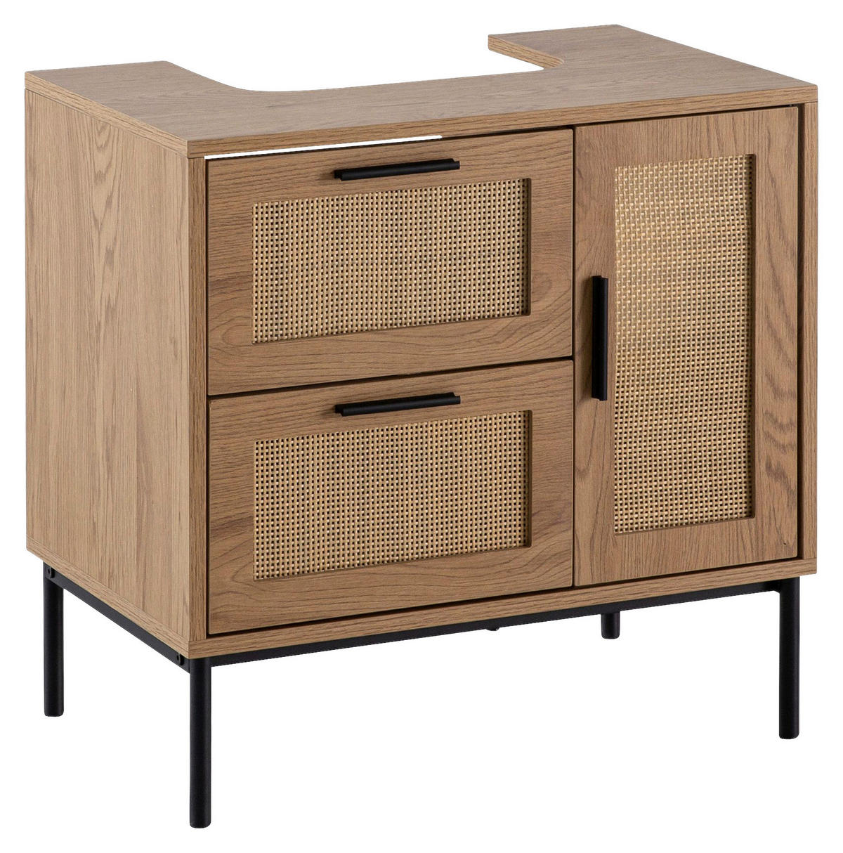 Waschbeckenunterschrank Eiche natur Optik B/H/T: ca. 60x60x40 cm Waschbeckenunterschrank - Eiche natur (60,00/60,00/40,00cm) - Wohnling