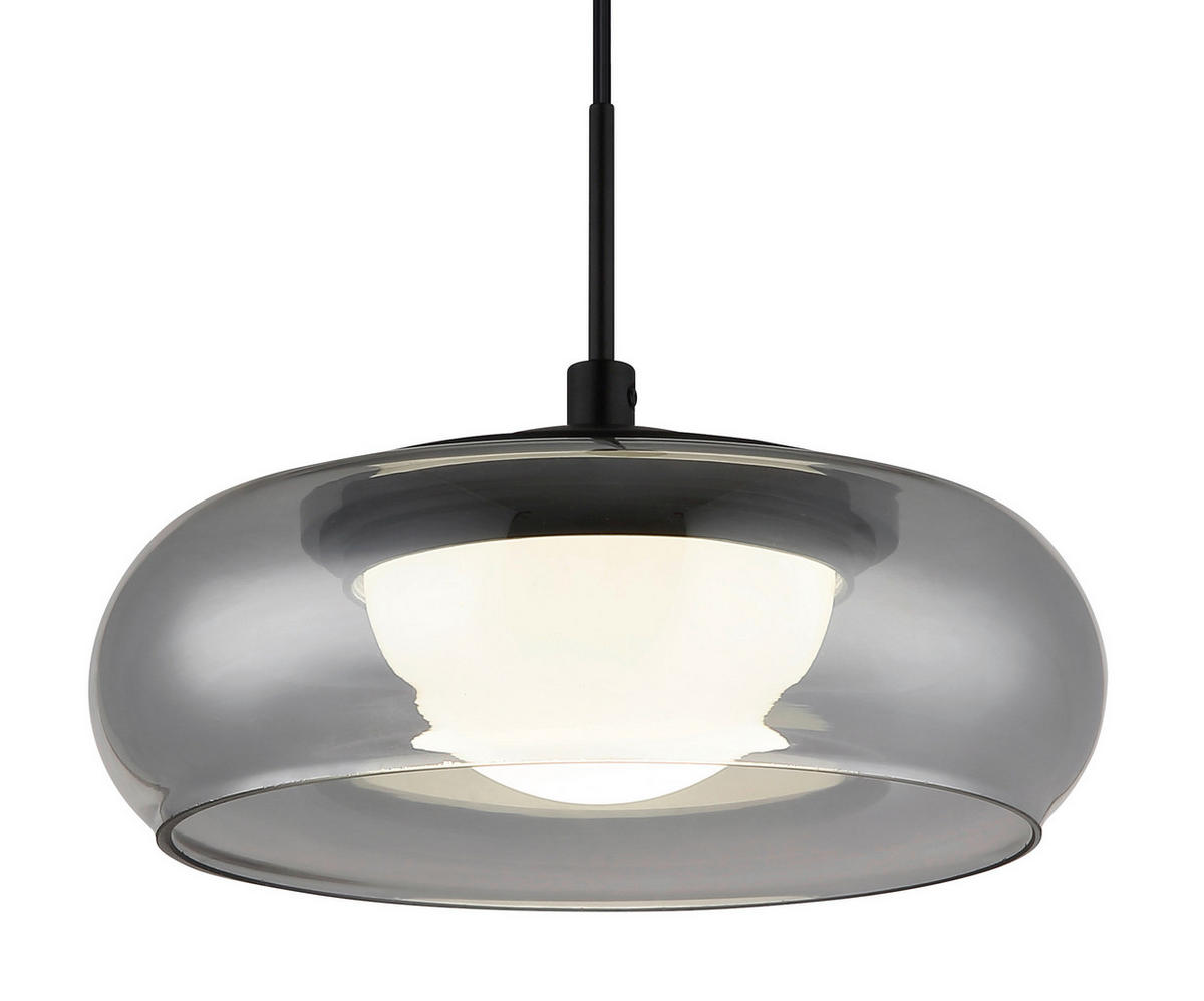 GLOBO Hängeleuchte schwarz Rauch Glas Metall B/H/L: ca. 26x18x26 cm Hängeleuchte-Carlene - schwarz/Rauch (26,00/26,00/18,00cm) - GLOBO