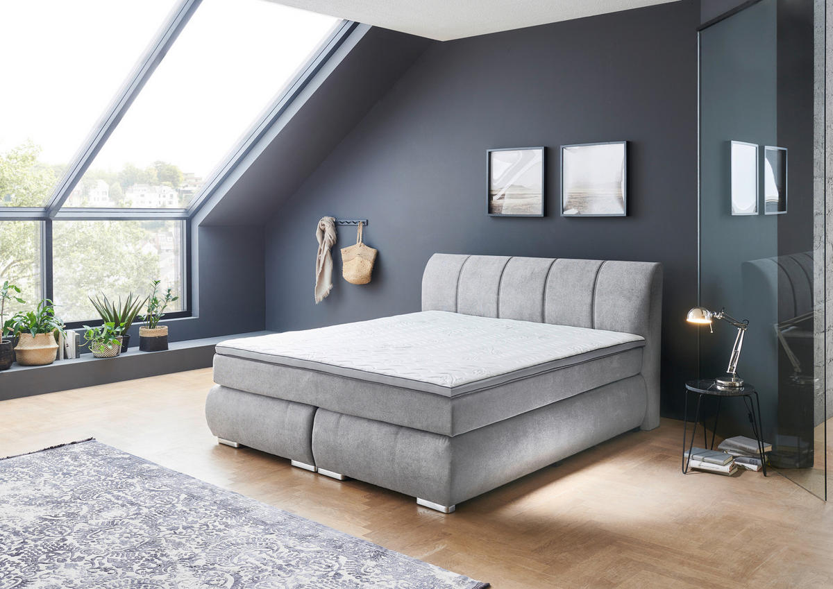 Boxspringbett Malin silber Liegefläche B/L: ca. 180x200 cm Malin - silber (188,00/62,00/218,00cm)