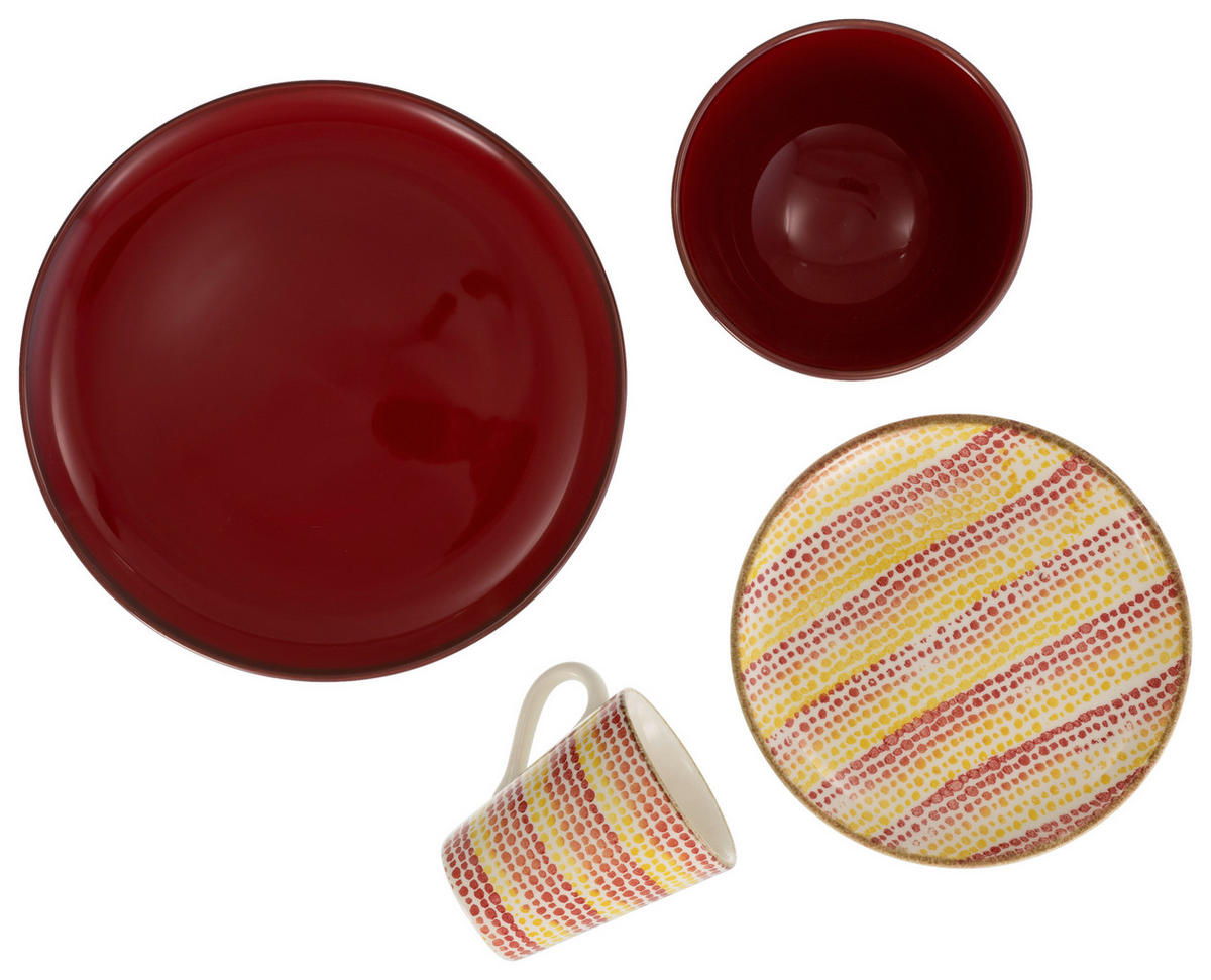 CreaTable Kombiservice Malaga rot Keramik Malaga - gelb/rot - CreaTable