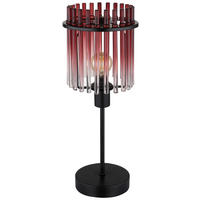 GLOBO Tischleuchte schwarz rot Metall Glas H/D: ca. 37,5x15 cm E14 1 Brennstellen Tischleuchte_Gorley - rot/schwarz (15,00/37,50cm) - GLOBO
