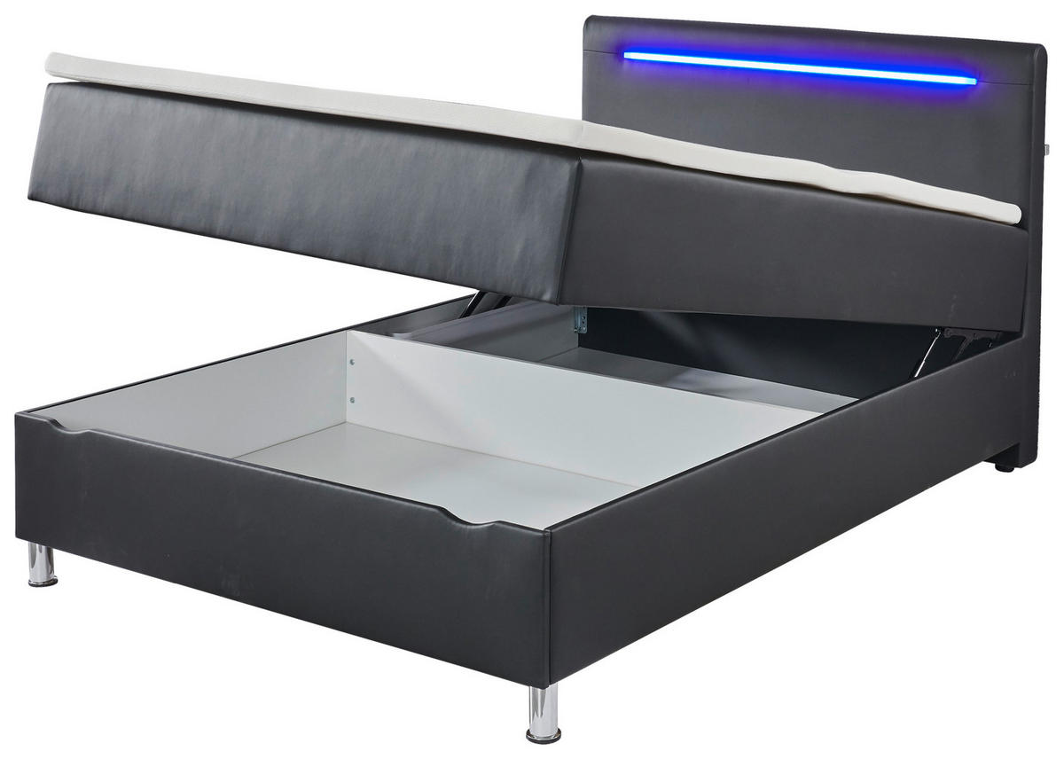 Boxbett Candela schwarz Kunstleder Candela - blau/schwarz (142,00/110,00/208,00cm)