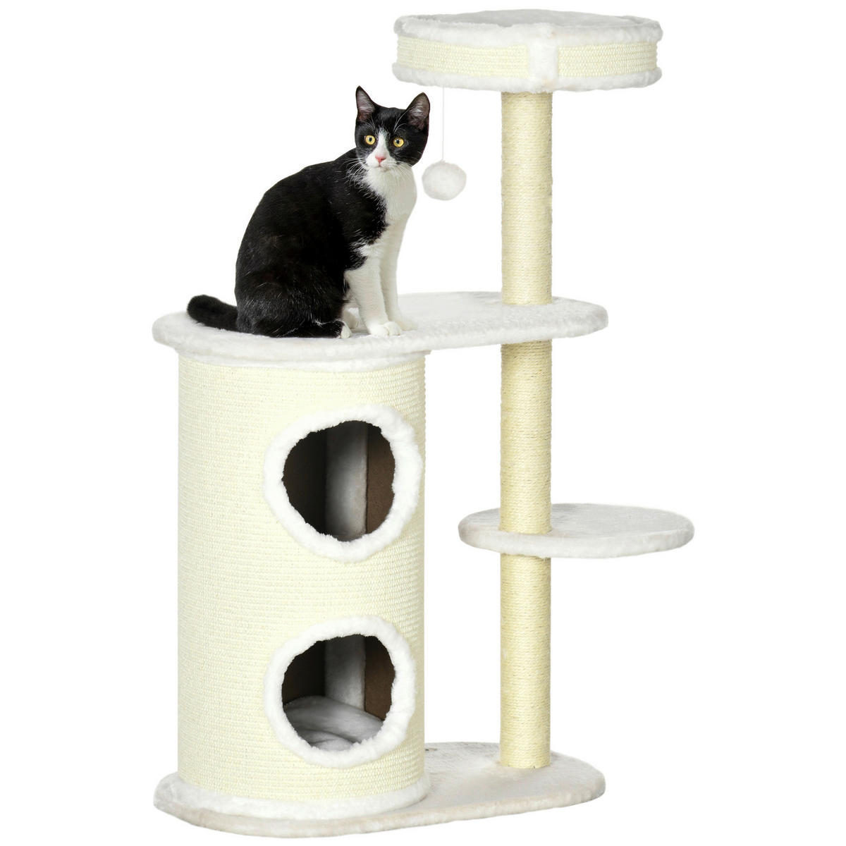 PawHut Kratzbaum weiß Polyester B/H/L: ca. 35x100x59 cm Kratzbaum - weiß (59,00/35,00/100,00cm) - PawHut