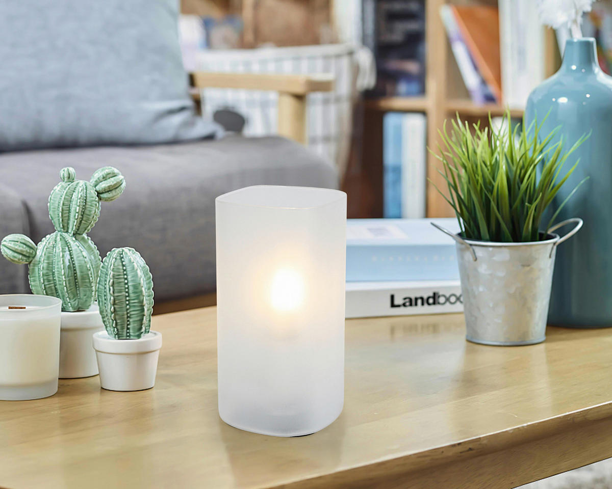 Nolo Tischleuchte Paige weiß Glas B/H/L: ca. 9,5x20x9,5 cm E27 1 Brennstellen Paige - weiß (9,50/9,50/20,00cm) - Nolo