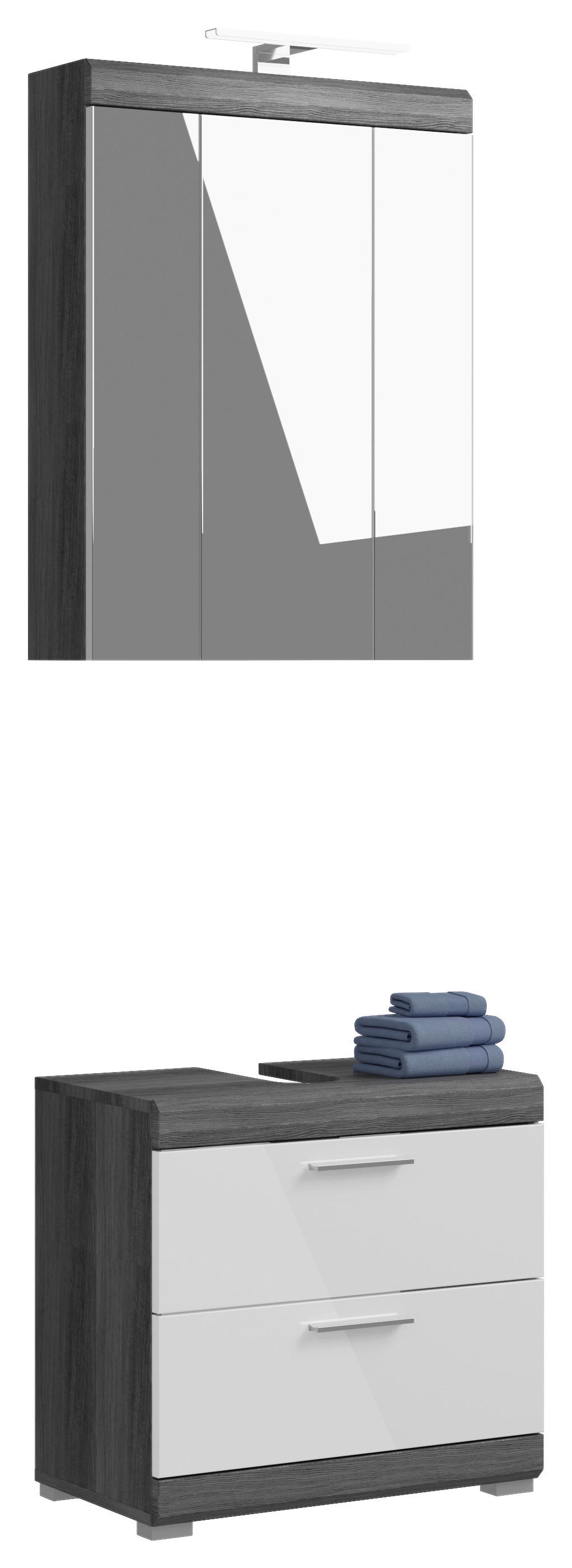 Badezimmer-Set Scout Rauchsilber Nachbildung weiß Hochglanz B/H/T: ca. 60x191x34 cm Scout - weiß (60,00/191,00/34,00cm) - xonox.home