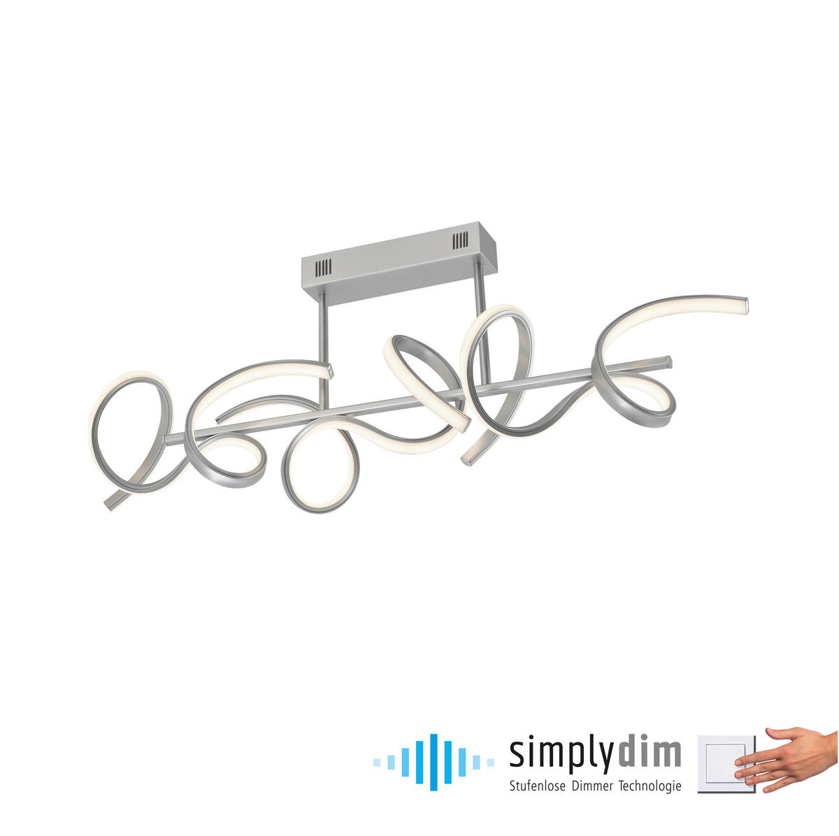 Just Light Deckenleuchte 19032-21 silber Alu B/H/L: ca. 21x30x82 cm LED-Deckenleuchte_Curls - silber (82,00/21,00/30,00cm) - Just Light