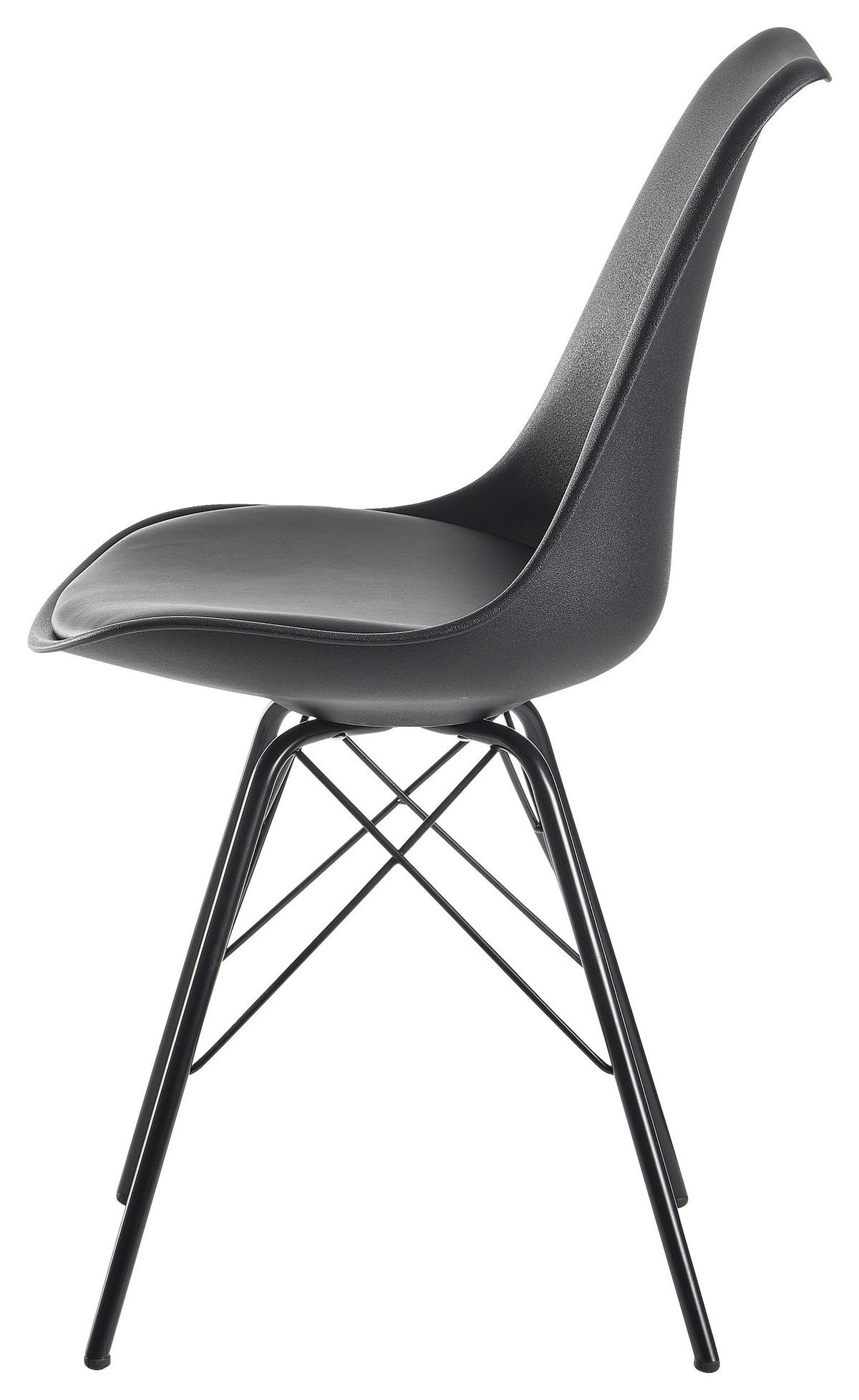 Stuhl 2er.-Set. schwarz Kunstleder Eisen B/H/T: ca. 58x86x48 cm 2er.-Set. - schwarz (58,00/86,00/48,00cm) - Wohnling