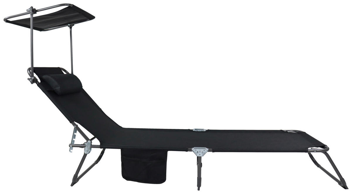 VCM Sonnenliege Bindox schwarz Textilene B/H/L: ca. 55x24x185 cm Bindox - schwarz (185,00/55,00/24,00cm) - VCM