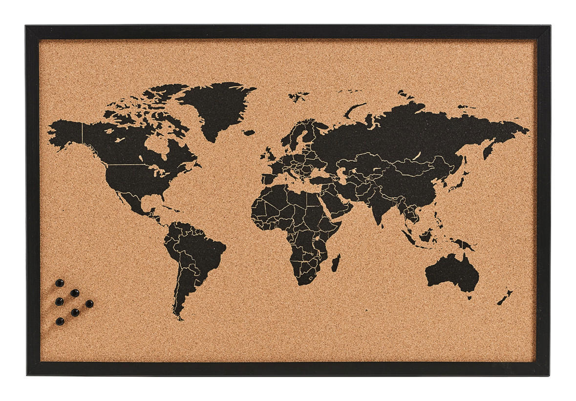 Zeller Pinboard World World - schwarz (59,00/39,50/1,50cm) - Zeller