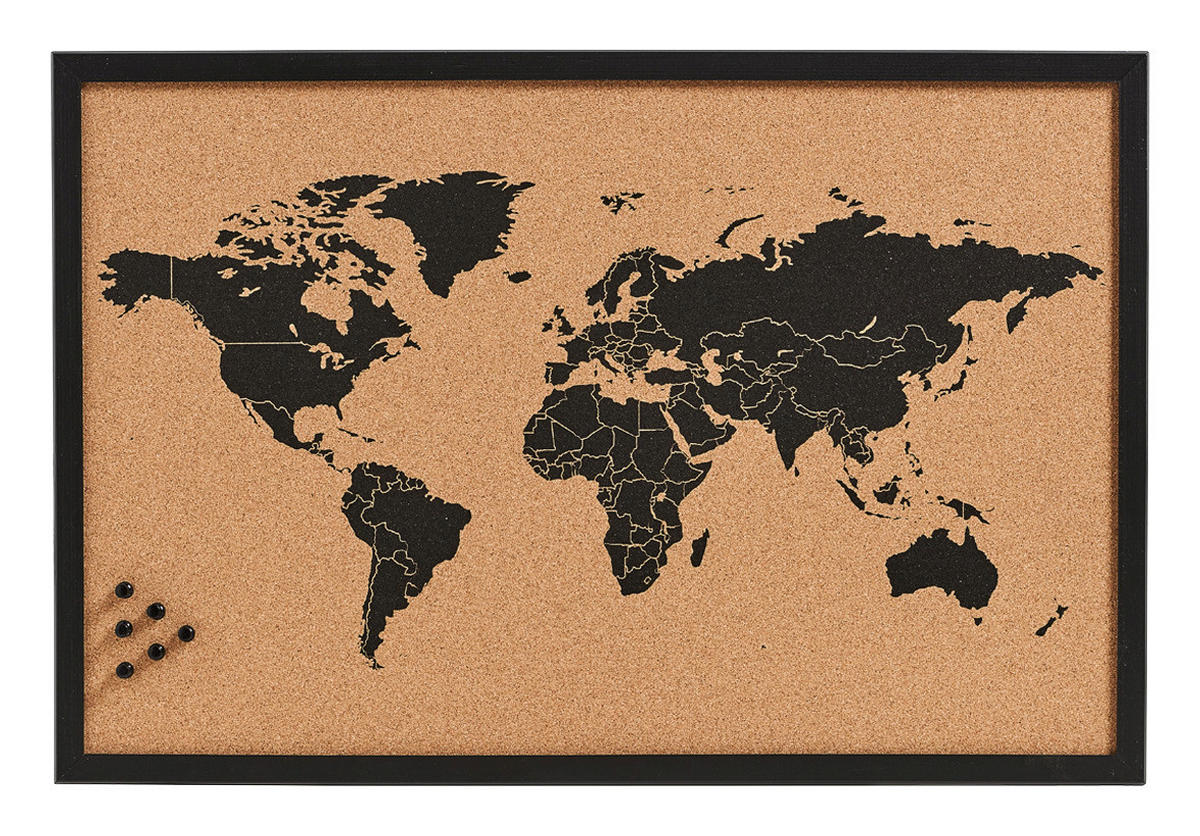 Zeller Pinboard World World - schwarz (59,00/39,50/1,50cm) - Zeller