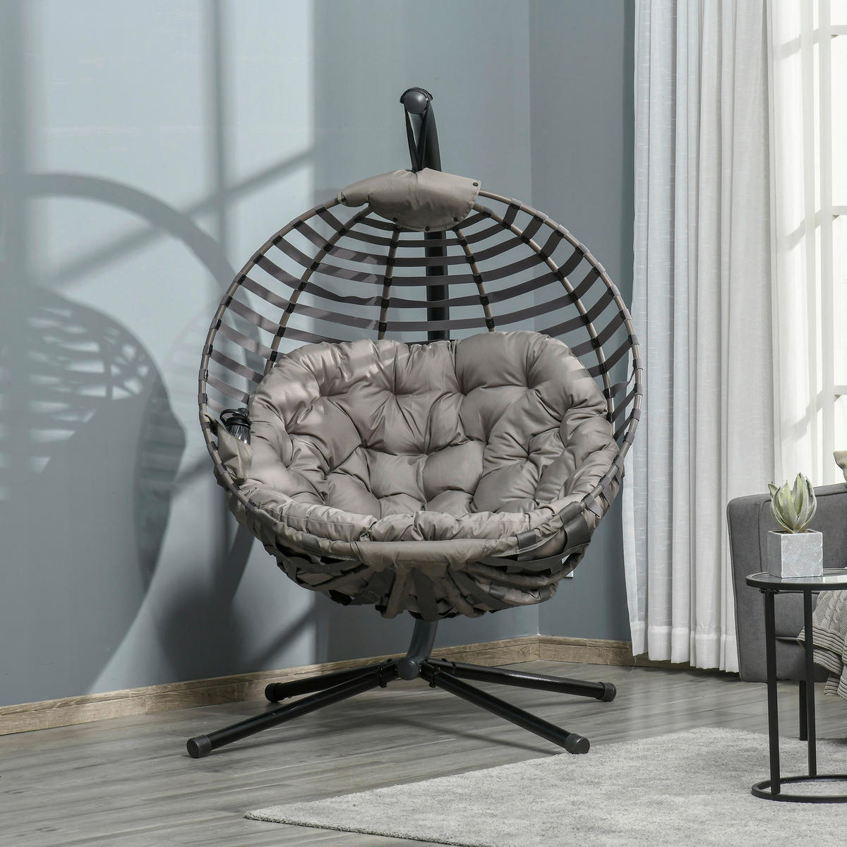Outsunny Hängesessel braun Stahl B/H/L: ca. 118x172x126 cm Hängesessel - braun (126,00/118,00/172,00cm) - Outsunny