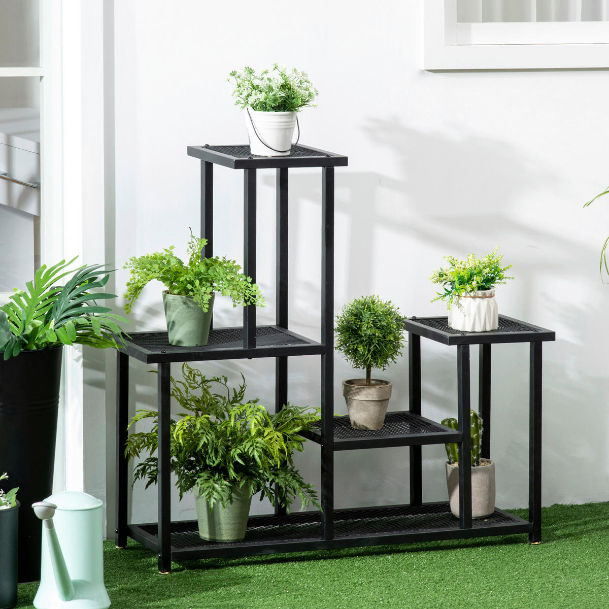 Outsunny Pflanzenständer Pflanzenständer - schwarz (91,00/25,00/83,00cm) - Outsunny