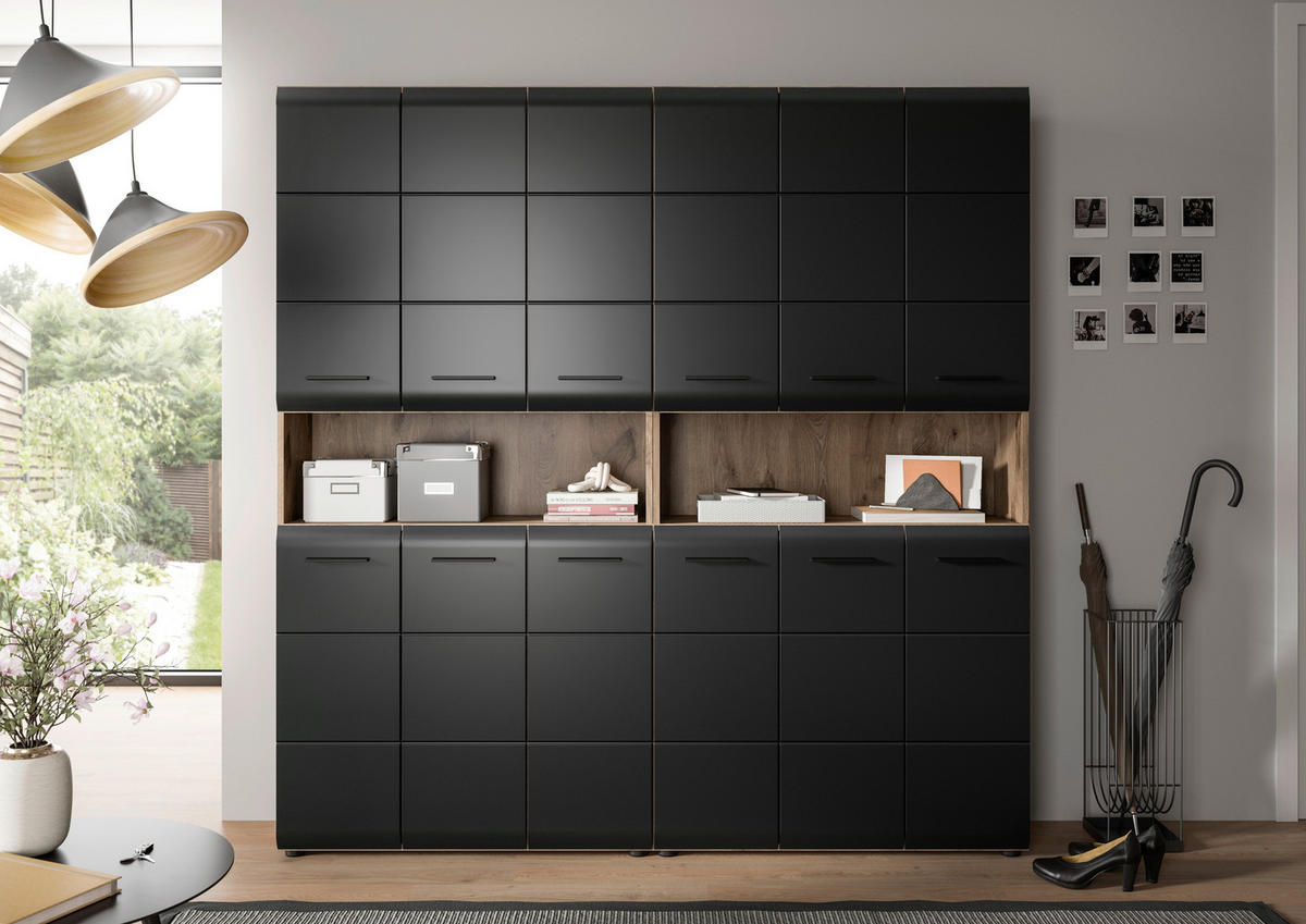 Badezimmer-Set Ice Nox Oak Nachbildung schwarz matt B/H/T: ca. 180x185x30 cm Ice - schwarz (180,00/185,00/30,00cm) - xonox.home