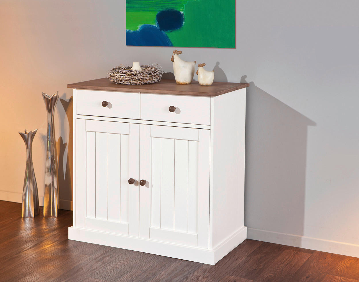 Kommode Westerland weiß lackiert B/H/T: ca. 90x86x45 cm Westerland - weiß (90,00/86,00/45,00cm) - Inter Link