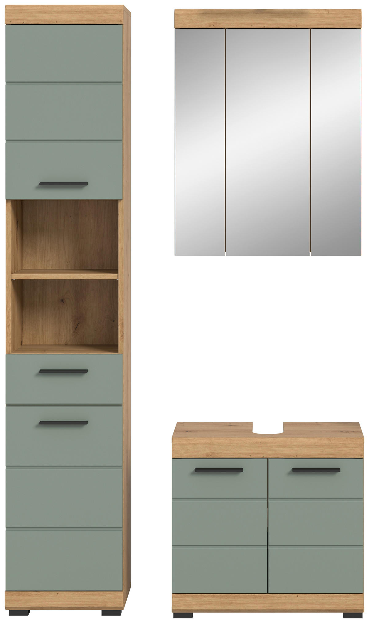 Badezimmer-Set Scout Eiche Artisan Nachbildung salbei Nachbildung B/H/T: ca. 112x191x34 cm Scout - Eiche/salbei (112,00/191,00/34,00cm) - xonox.home