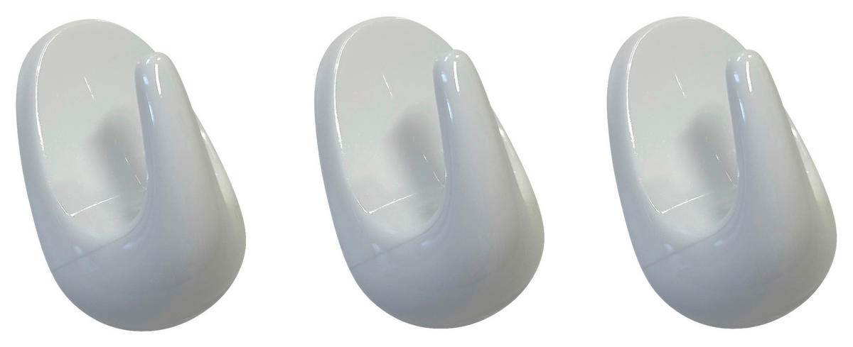 Fackelmann Allroundhaken weiß Kunststoff B/H/T: ca. 7,9x2x17 cm Allroundhaken_Tecno_3erPack - weiß (7,90/2,00/17,00cm) - Fackelmann