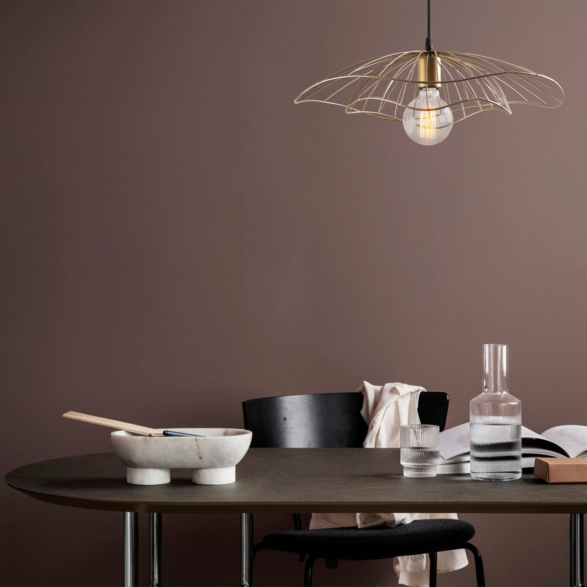 Opviq Pendelleuchte Tel bronze Metall B/H/T/L/D: ca. 50x111x50x50x50 cm E27 1 Brennstellen Tel - bronze (50,00/50,00/111,00cm) - Opviq