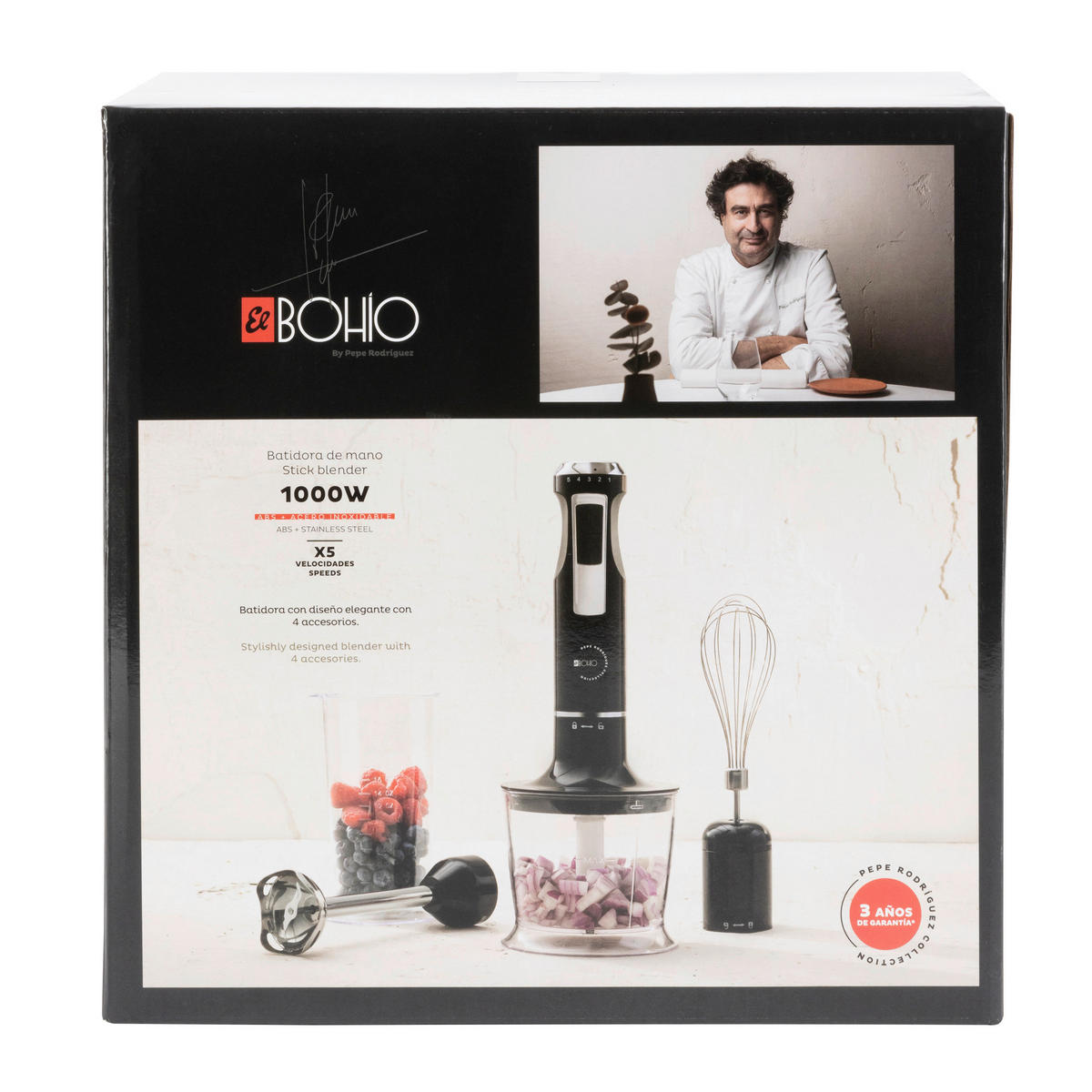 BERGNER Stabmixerset schwarz silber Edelstahl EL BOHIO - schwarz/silber - BERGNER