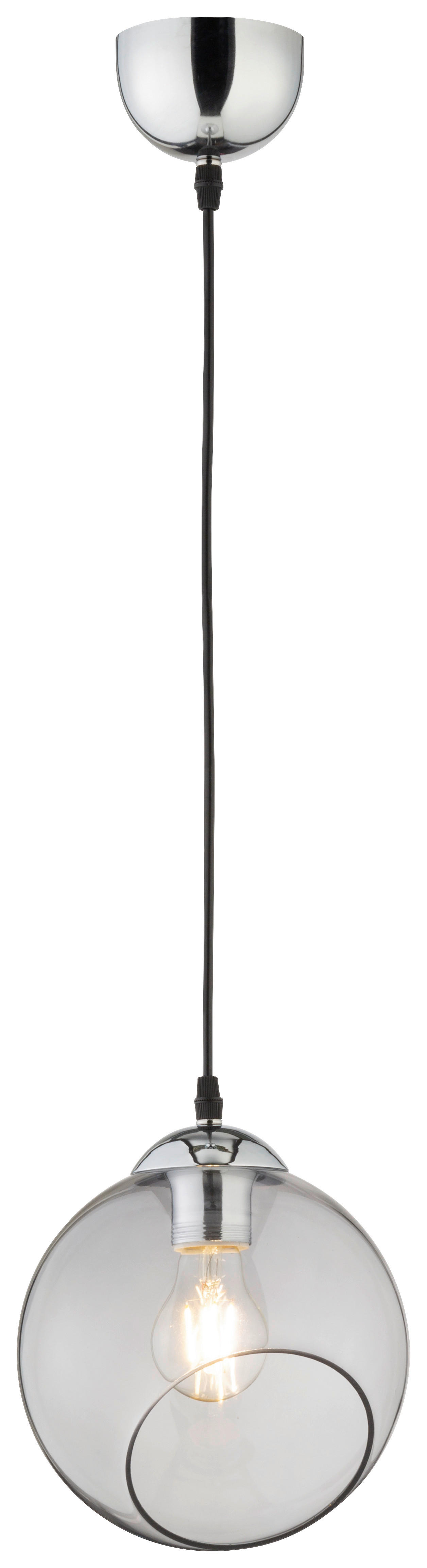 Reality Pendelleuchte R30071054 Chrom Rauch Metall Glas H/D: ca. 150x20 cm E27 1 Brennstellen Clooney - Chrom/Rauch (20,00/150,00cm) - Reality