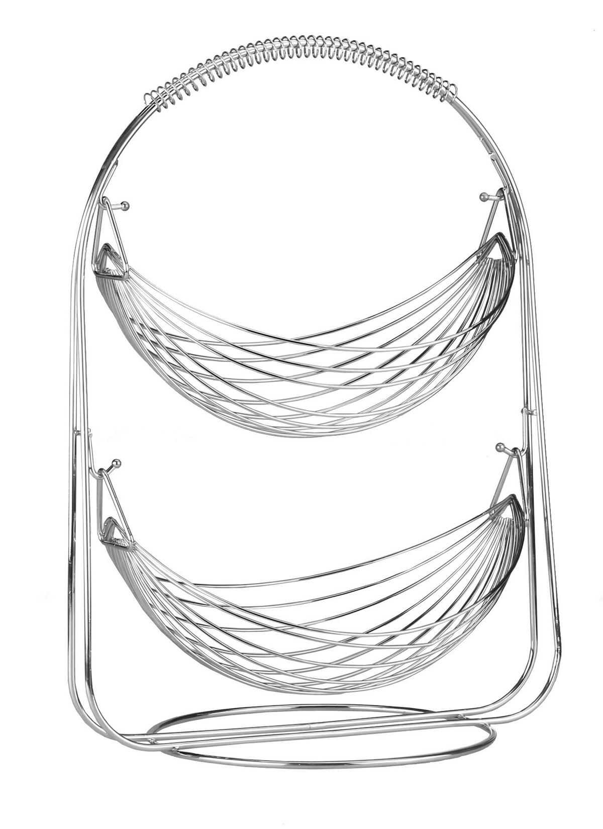 POCOline Obstkorb Chrom Metall B/H/L: ca. 36x42x20,5 cm Obstkorb_2_Etagen - Chrom (20,50/36,00/42,00cm) - POCOline