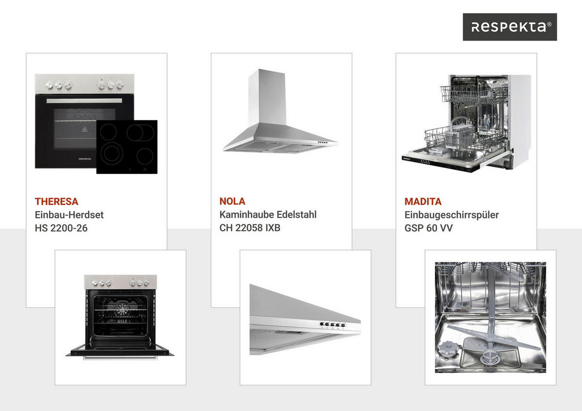 Respekta Inselküche Anton weiß Lärche Nachbildung B/H/T: ca. 310x211x60 cm Anton - Eiche/weiß (310,00/211,00/60,00cm) - Respekta