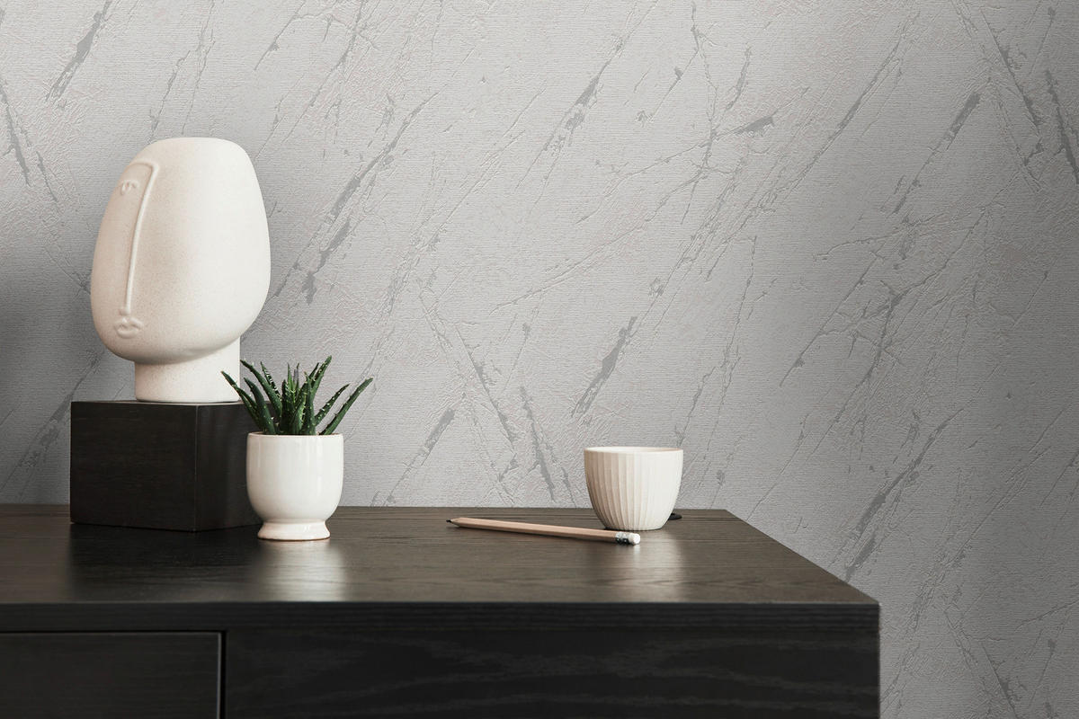 Vliestapete Marmor grau silber B/L: ca. 53x1005 cm Vliestapete_393361 - silber/grau (53,00/1005,00cm)