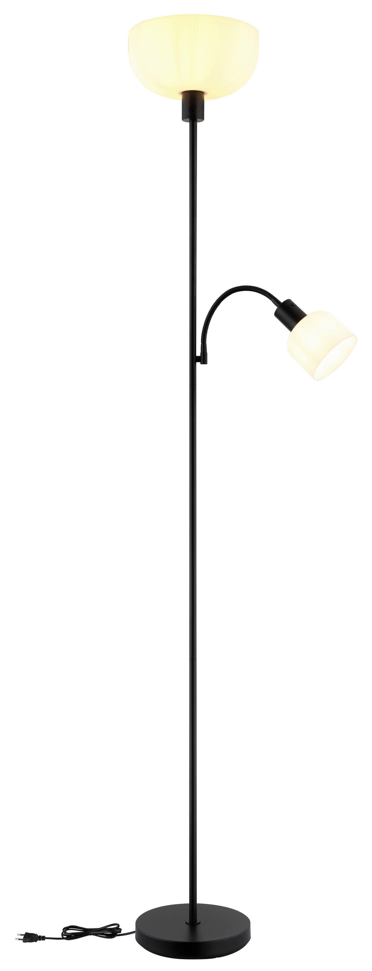 GLOBO Stehleuchte schwarz Metall Kunststoff B/H/L: ca. 14,5x67,5x33 cm 2 Brennstellen Stehleuchte-Hinton - schwarz (33,00/14,50/67,50cm) - GLOBO