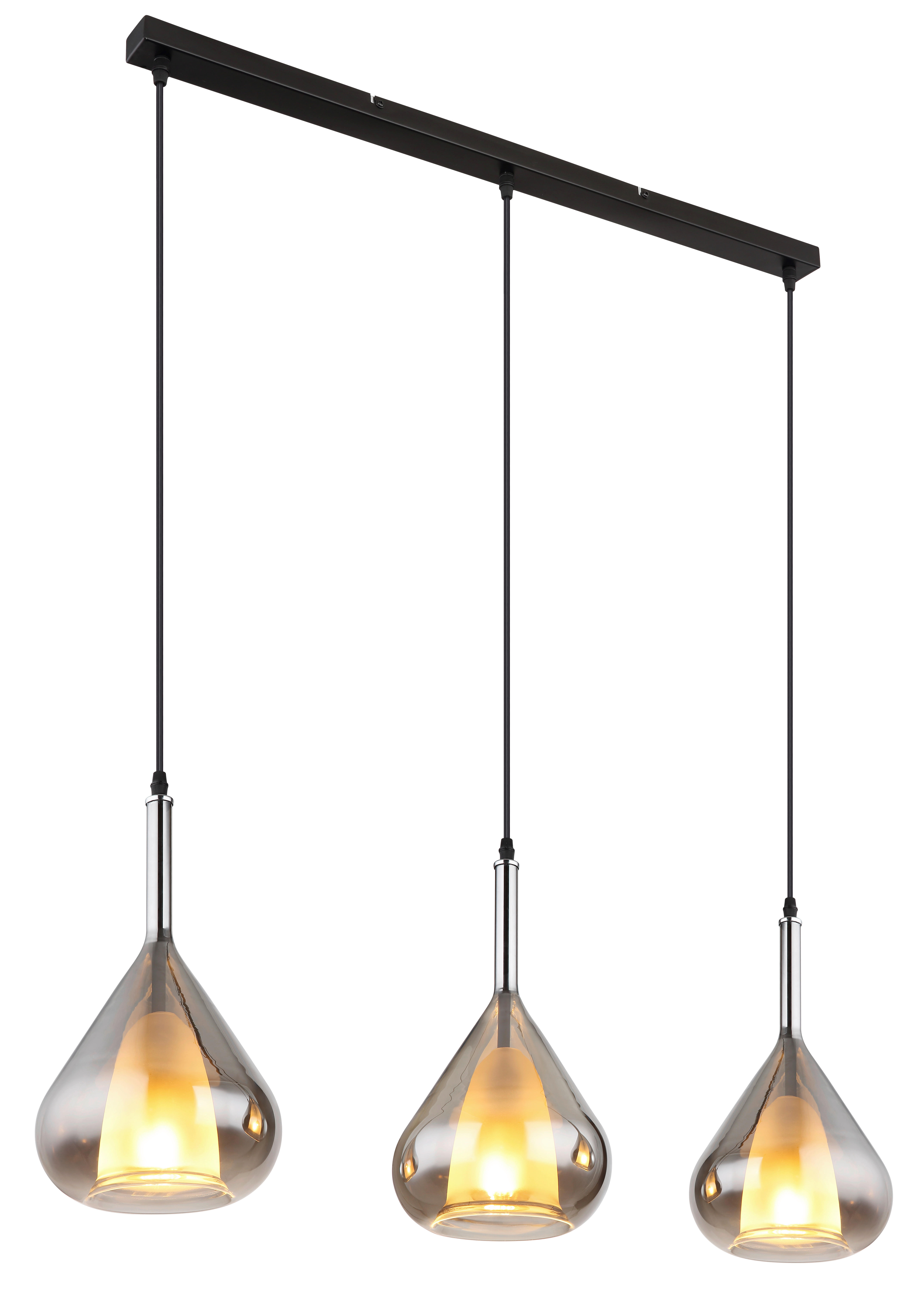 GLOBO Pendelleuchte schwarz Metall B/H/T: ca. 20x140x90 cm E27 3 Brennstellen GEEKY - schwarz (20,00/140,00/90,00cm) - GLOBO