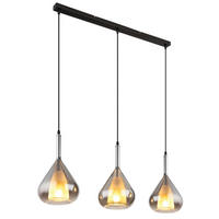 GLOBO Pendelleuchte schwarz Metall B/H/T: ca. 20x140x90 cm E27 3 Brennstellen GEEKY - schwarz (20,00/140,00/90,00cm) - GLOBO