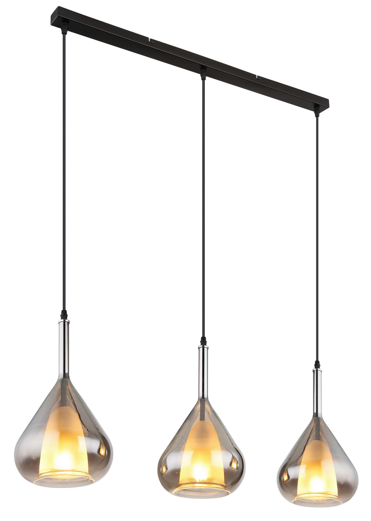 GLOBO Pendelleuchte schwarz Metall B/H/T: ca. 20x140x90 cm E27 3 Brennstellen GEEKY - schwarz (20,00/140,00/90,00cm) - GLOBO