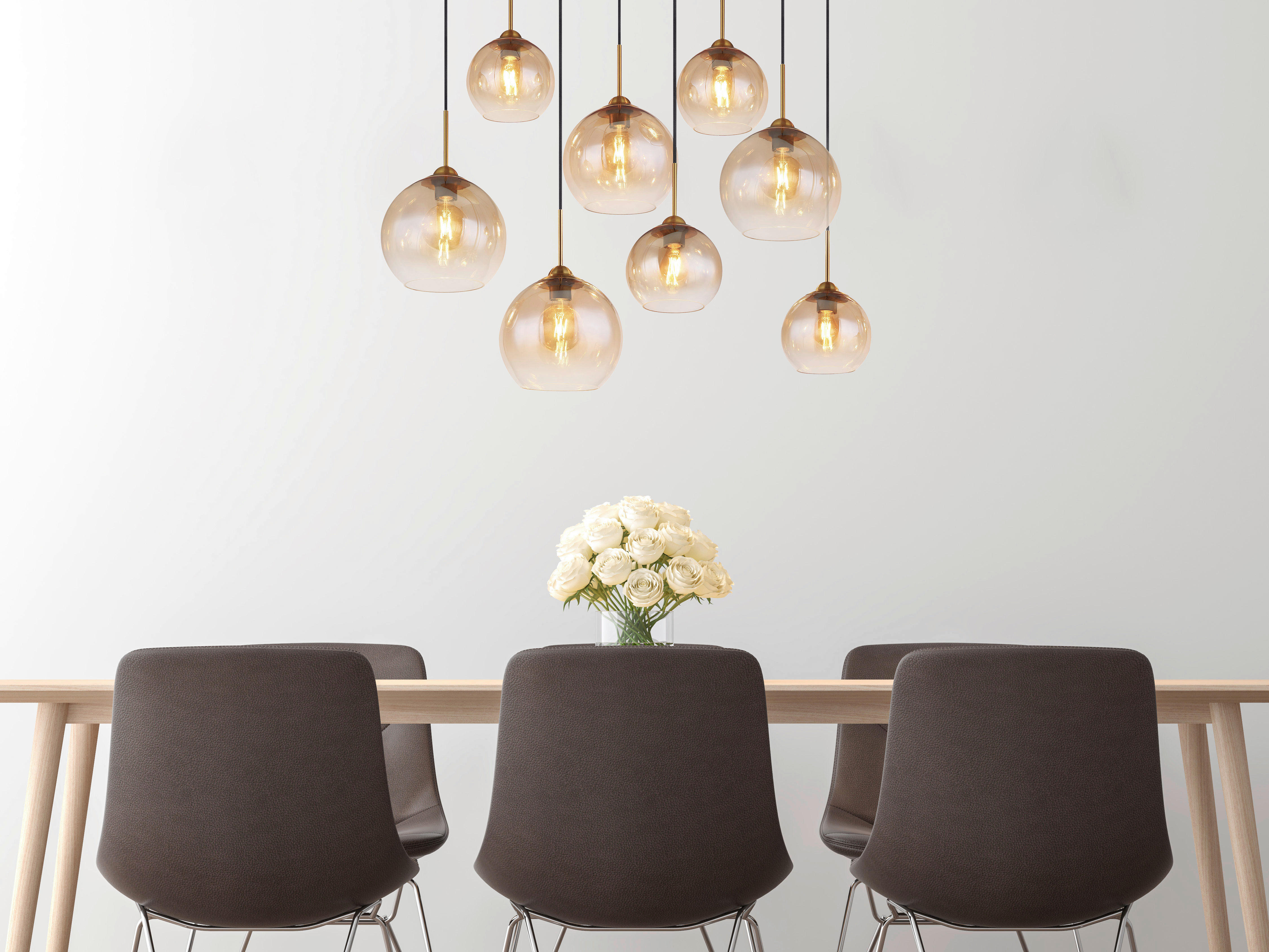 GLOBO Pendelleuchte messing klar Metall B/H/T: ca. 46x150x106 cm E27 8 Brennstellen JAMESSA - klar/messing (46,00/150,00/106,00cm) - GLOBO