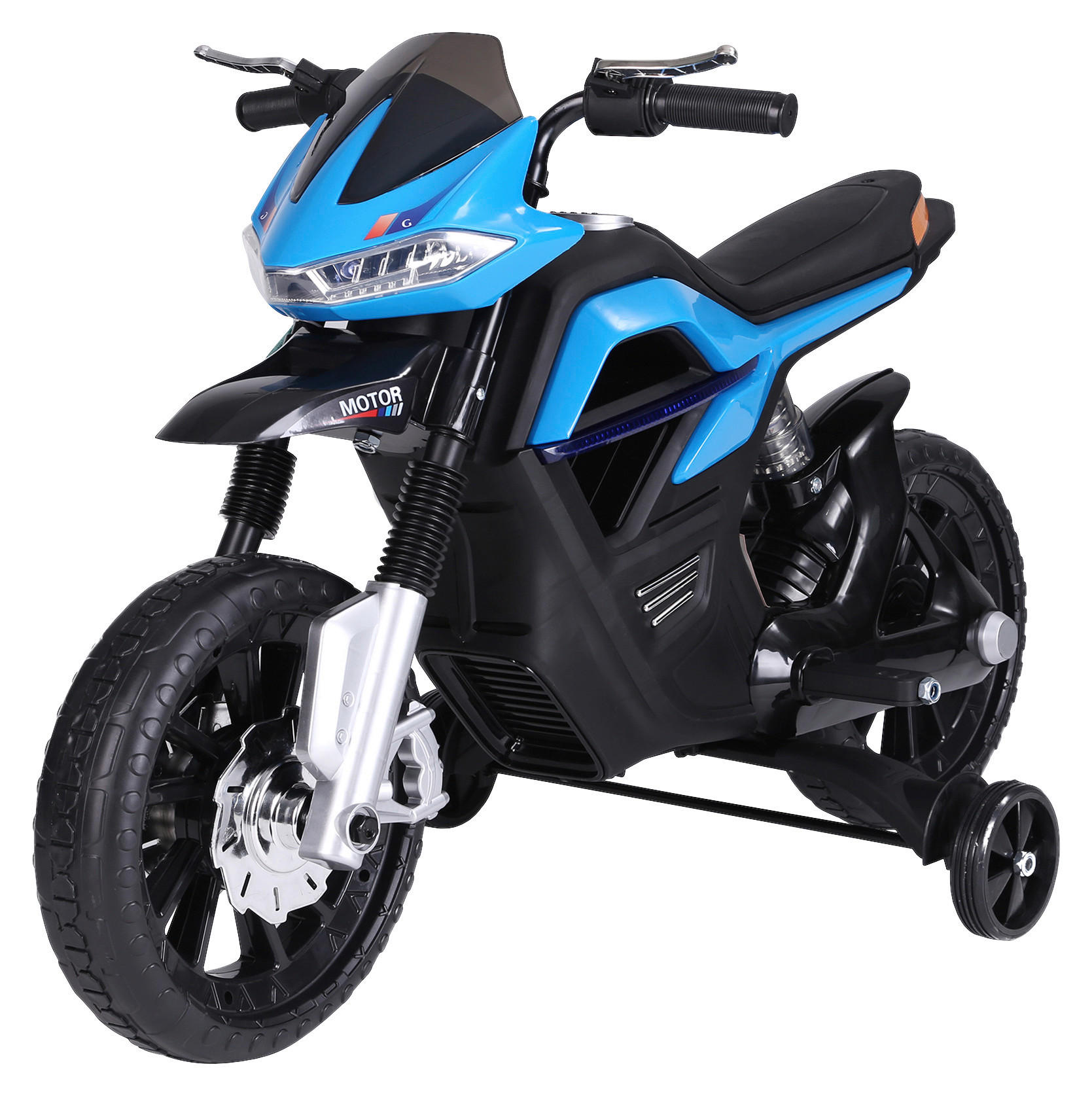 HOMCOM Kinder-Elektro-Motorrad blau B/H/L: ca. 52,3x62,3x105 cm Kinder_Elektro-Motorrad - blau/schwarz (105,00/52,30/62,30cm) - HOMCOM