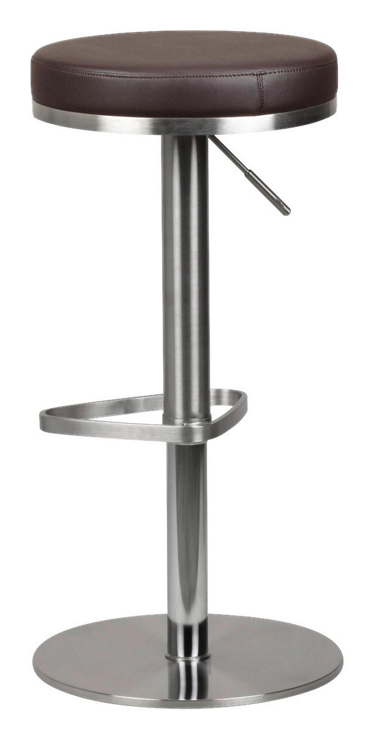 Barhocker dunkelbraun Edelstahl Kunstleder Edelstahl Edelstahl Barhocker - dunkelbraun/Edelstahl - Wohnling