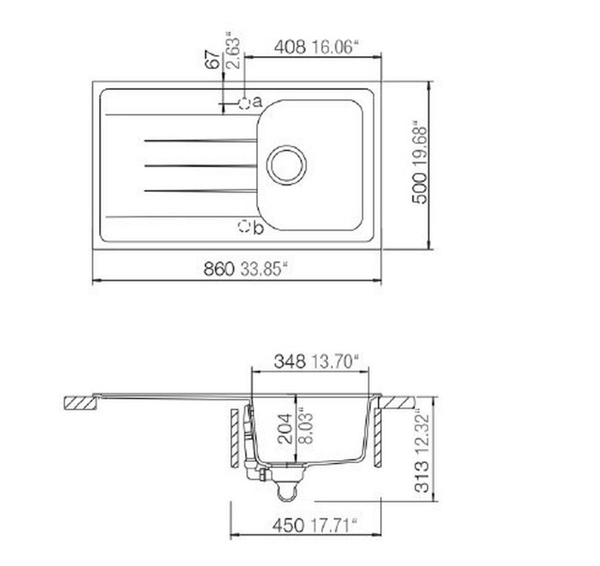 Respekta Einbauspüle Orlando 86 x 50 S schwarz Granitverbundmaterial B/H/T: ca. 86x20,9x50 cm Orlando 86 x 50 S - schwarz (86,00/20,90/50,00cm) - Respekta
