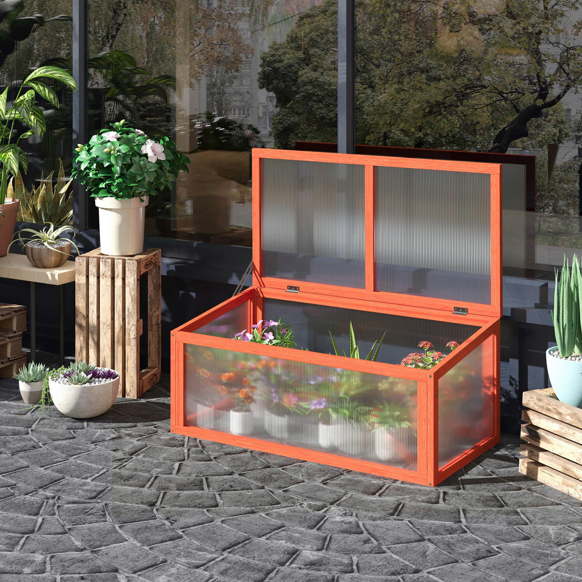 Outsunny Frühbeet B/H/L: ca. 46x40x90 cm Frühbeet - orange (90,00/46,00/40,00cm) - Outsunny