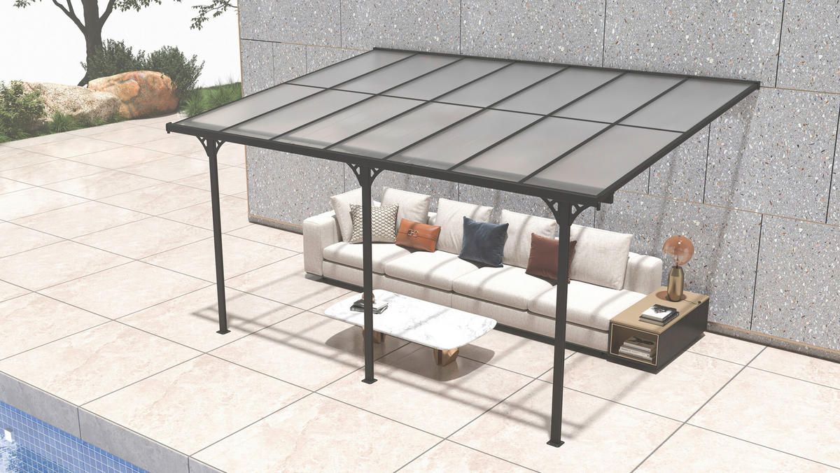 Westmann Terrassenüberdachung Bruce grau Aluminium B/H/T: ca. 434x269x300 cm Bruce - grau (434,00/269,00/300,00cm) - Westmann