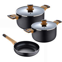 BERGNER Kochgeschirrset EARTH BLACK schwarz Aluminium 5 tlg. EARTH BLACK - schwarz (52,00/38,50/16,00cm) - BERGNER
