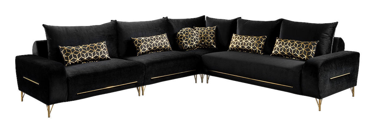 Polsterecke Bodrum schwarz Plüsch B/H/T: ca. 340x89x296 cm Bodrum - gold/schwarz (340,00/89,00/296,00cm)